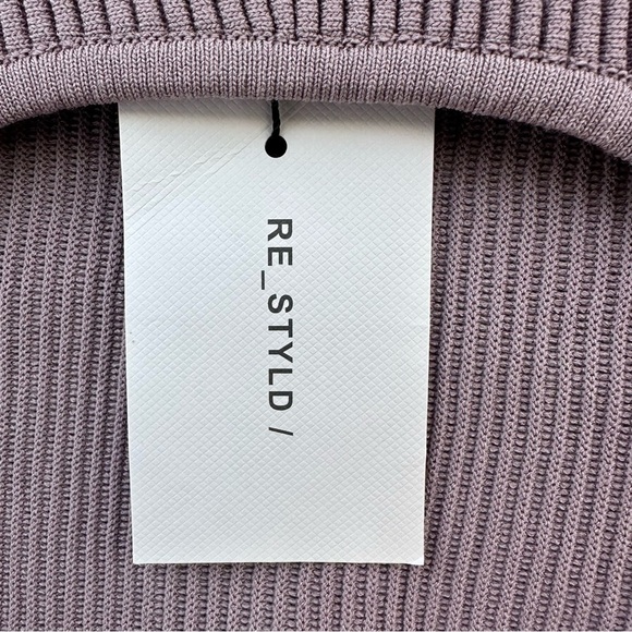 NWT Re_Styld Women's Purple Ribbed Long Sleeves Crew Neck Crop Sweater Top - Picture 6 of 10